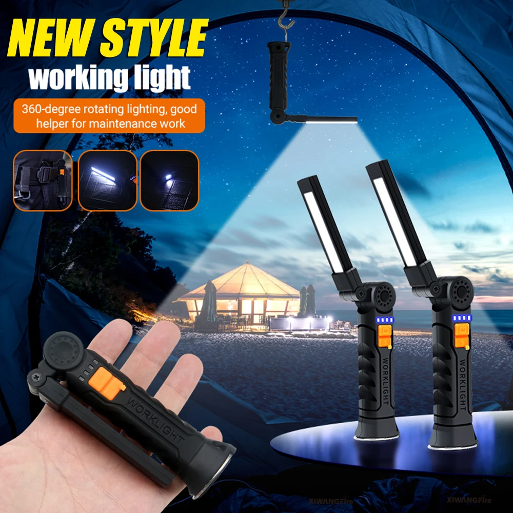 Новый портативный фонарик с COB-матрицей USB-перезаряжаемый магнитный подвесной