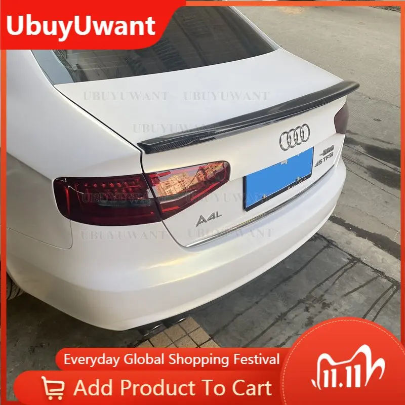

Спойлер заднего багажника из углеродного волокна в стиле CA для Audi A4 B8 B8.5 седан 2009 - 2016 года, автомобильный спойлер заднего крыла (не подходит для Sline S4 RS4)