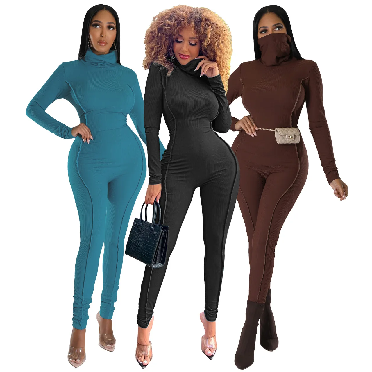 

Jumpsuit Women Female Long Sleeve Sporty Casual Fall Outfits Streetwear y2k Fashion Black Brown Jumpsuit Women Free Shipping