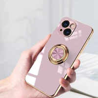 6d plating magnetic ring holder soft silicone case for iphone 11 12 13 pro max mini xs xr x 7 8 plus se shockproof stand cover