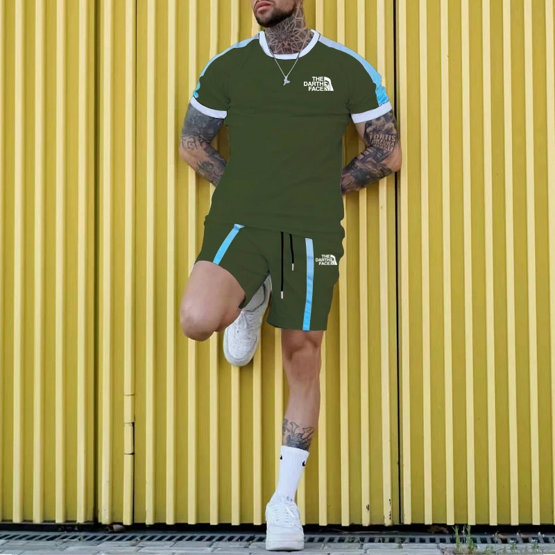 Short sleeve suit T-shirt men's summer thin basketball casual sports short-sleeved shorts men's suit