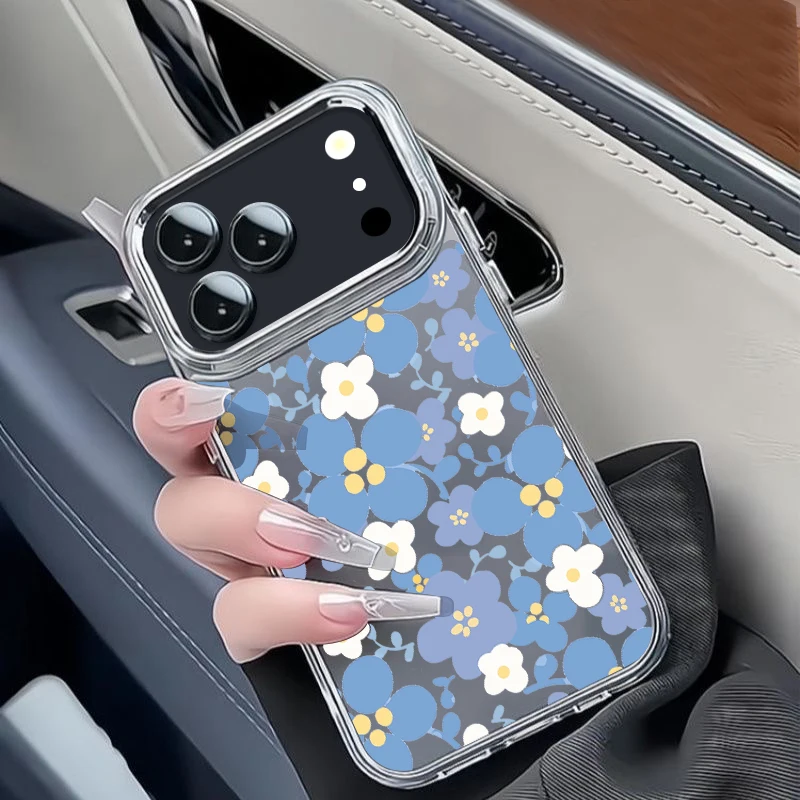 Прозрачный чехол для телефона с принтом цветов и листьев для iPhone 17e, 17 Pro Max, 16, 15, 14, 13 Pro Max, 17, 16e, с защитной рамкой для объектива и мягкой задней панелью из ТПУ. (art.: 3920dd27a08b1) - 3920dd27a08b1