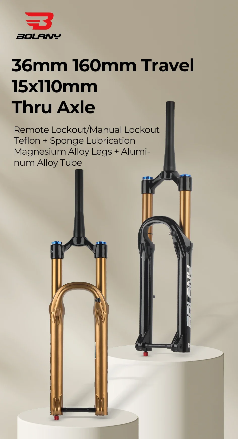 BOLANY 27 5/29 дюймов подвесная вилка MTB Boost воздушная 160 мм ход 36 трубка 15x110