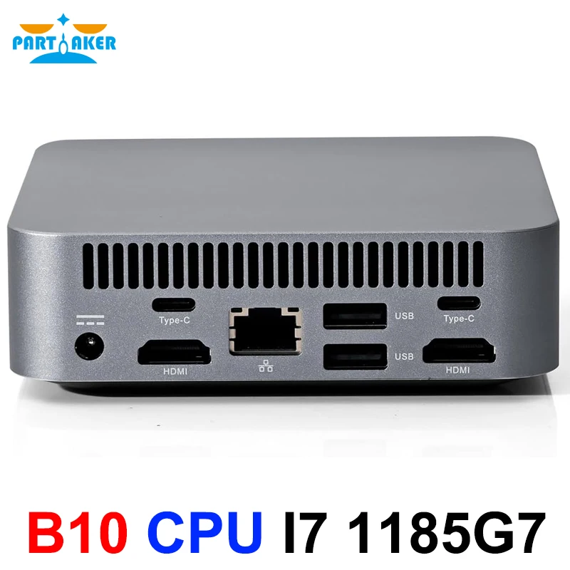 Partaker Mini PC Intel Core 11-го поколения i7 1185G7 Windows 11 DDR4 RAM M.2 2280/2242 SSD 2 x HDMI2.0 Tpye-C 4 Выход экрана