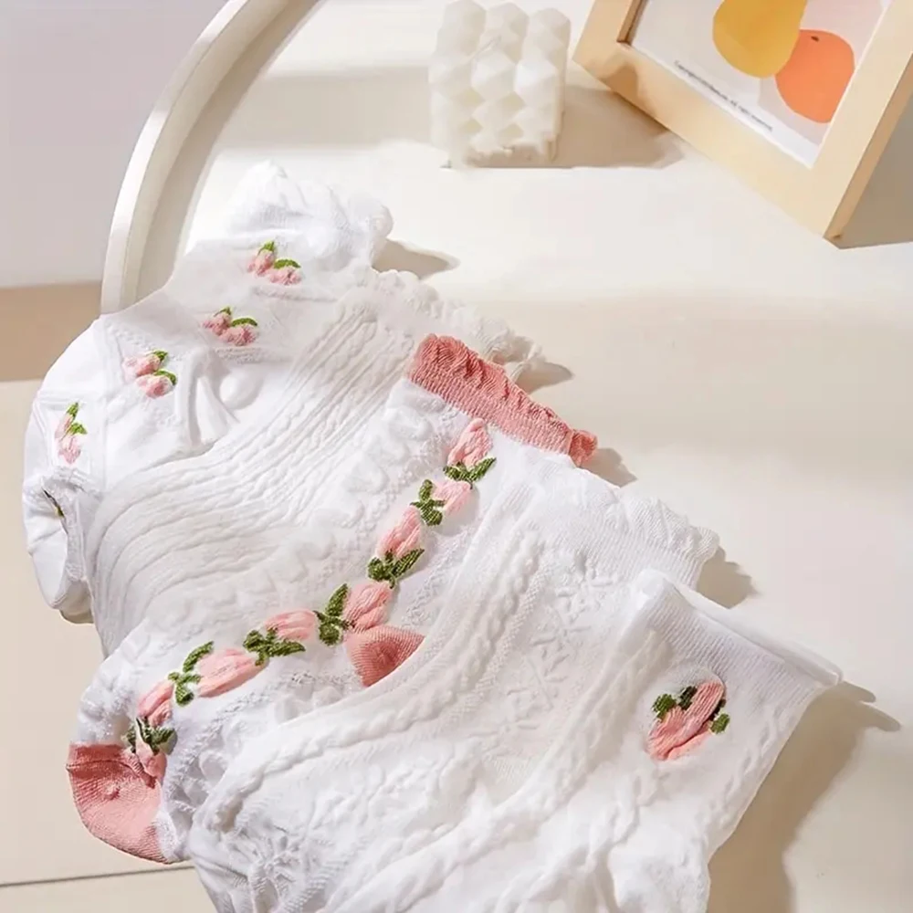 5 пар женские кружевные мягкие носки с оборками