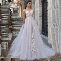 elegant tulle wedding dresses for women lace appliques boho bridal gown vintage beach princess bride dress vestidos de novia