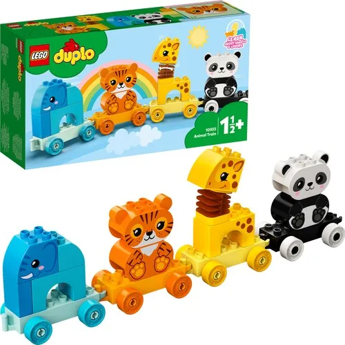 Оригинальный LEGO DUPLO 10955 мой первый животный Поезд малыш Слон Тигр Жираф панда Обучающий игровой набор 15 шт. Возраст + 18 месяцев