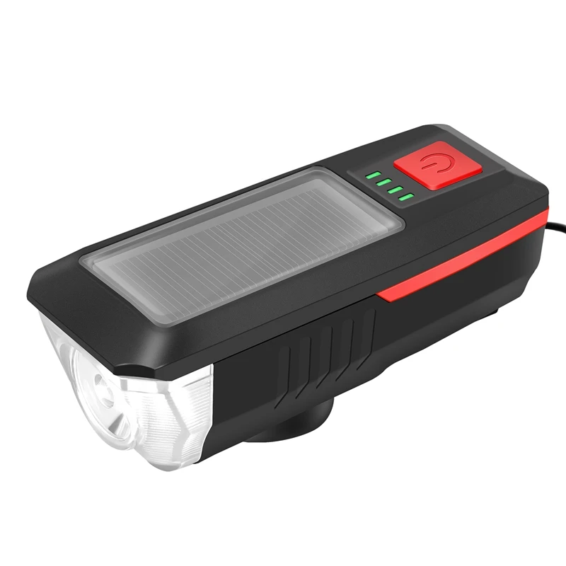 

USB Rechargeable Bicycle Light LED Waterproof Solar Rechargeable Headlight With Battery