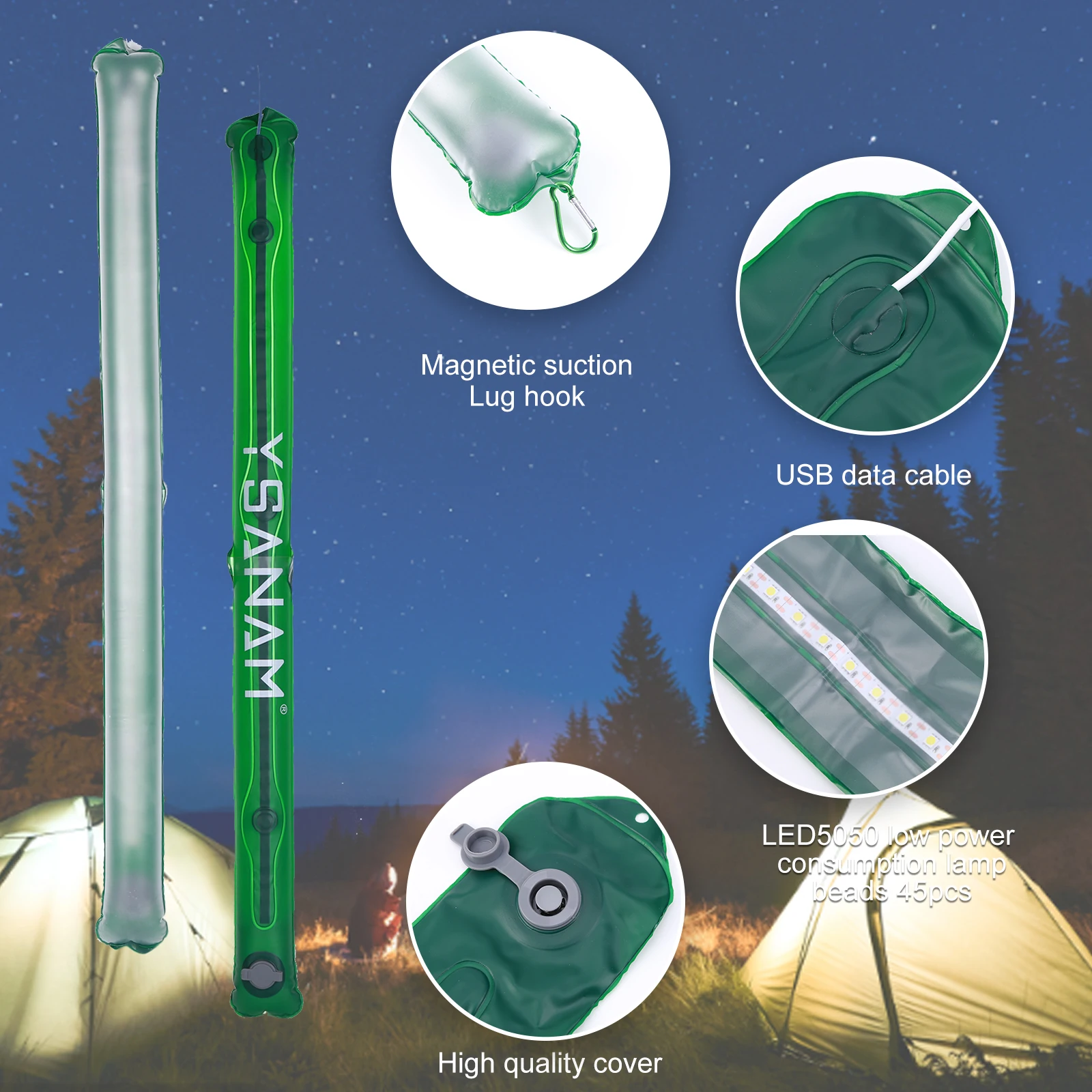 

Inflatable Camping Lantern Portable Magnetic Attachment LED Camping Tent Light Outdoor Emergency Travel Equipment