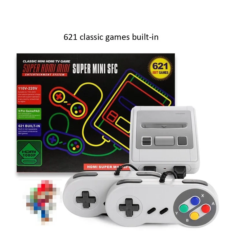 

Retro TV Video Game Console with 621 Classic Games HD-Compatible 8 Bit Handheld Game Player two Controller for Kids Gift