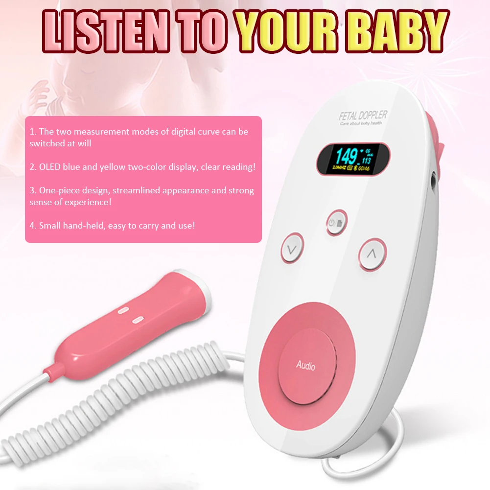 

Baby Fetal Doppler Prenatal Heart Rate Detector Household Sonar Doppler Stethoscope Pregnant Women Doppler Sound Heart Monitor