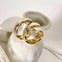jinli hot new fashion gold filled lady stud earrings rhombus check pattern women earrings women jewelry girl stud earrings