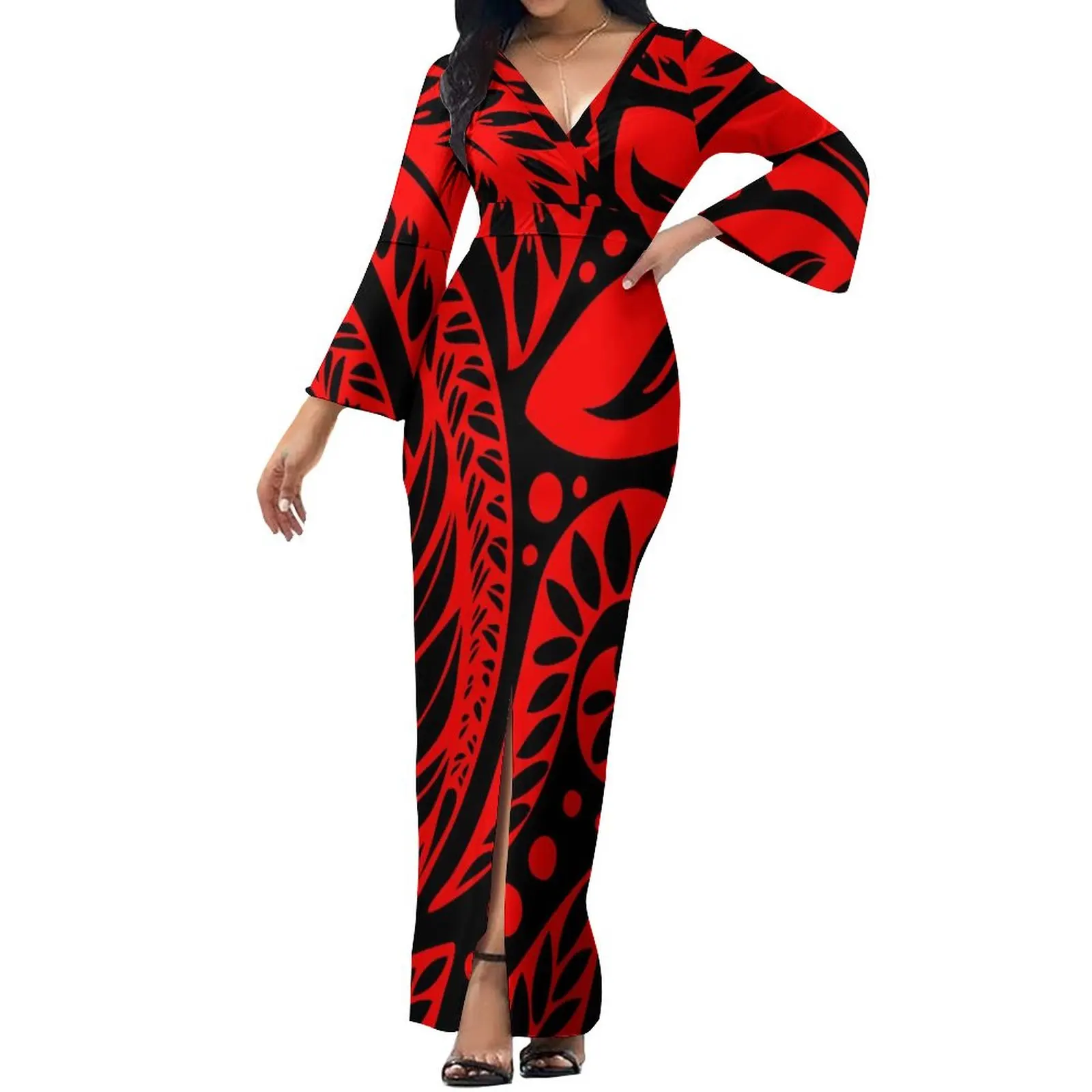 New Party Dress Fashion Art Design Custom Polynesian Tribal Ethnic Style Summer Soft Fabric Casual Floor Length Dress