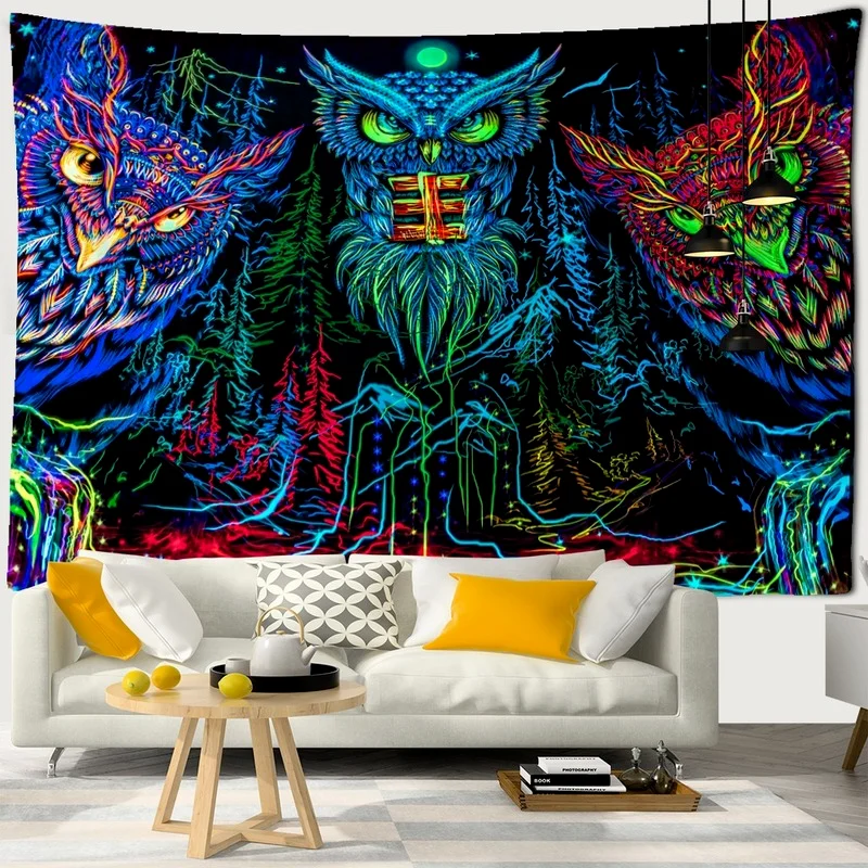 

New Arrival Colorful Psychedelic Owl Tapestry Bohemian Style Suitable for Dining Room Bedroom Wall Decoration Aesthetics Decor