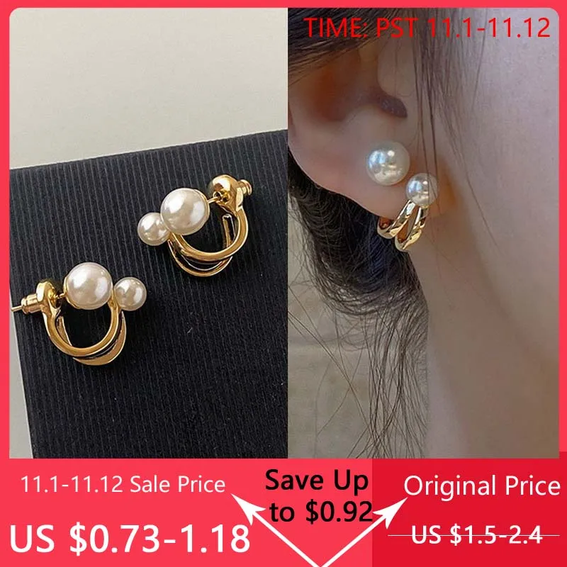 

Trendy Geometric Elegant Cute Imitation Pearl Hoop Earrings for Women Classic Small Stud Earring Wedding Jewelry