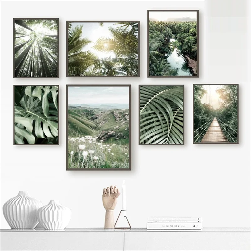 

Раскраска маслом по номерам «сделай сам», кокосовое дерево, бамбуковый лес, гора, ручная роспись, искусство, стена для спальни, гостиной, дом...