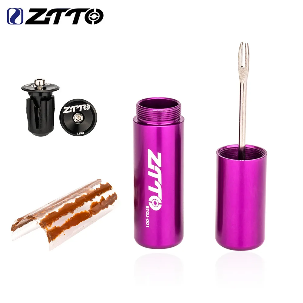 

New ZTTO Bicycle Tubeless Tyre Fast Repair Kit MTB Road Bike Tires Punctur Sealant Rubber Strip Drill Tool Handle Bar End Hidden