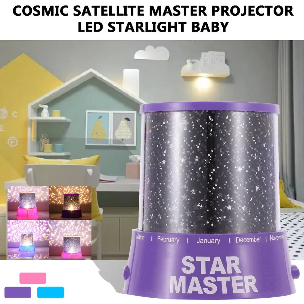 

1 шт. Романтический Звездный проектор, светодиодный ночсветильник, небо, звезда, луна, мастер, красочный декор, дети, батарея, проекционный св...