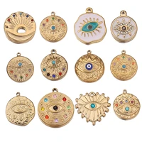 5pcs stainless steel gold evil eye stone charms necklace pendant connector for earrings diy jewelry making supplies bulk heart