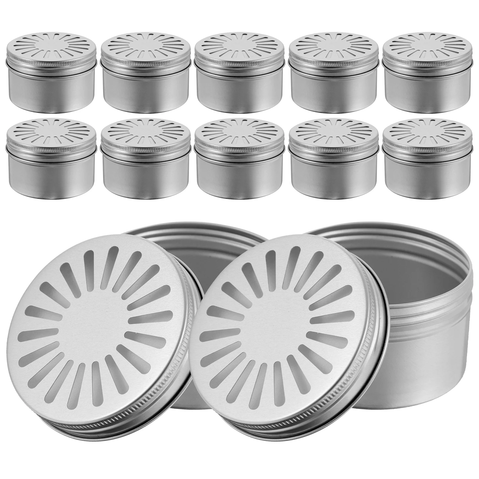 

12 Pcs Aluminum Hollow Aroma Diffuser Empty Box Aromatherapy 6.8X6.8X4.2CM Silver