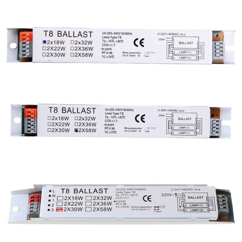 

2x18/30/58W Wide T8 Adaptable Electronic Fluorescent Ballast Rapid Instant Fluorescent Light Bulbs