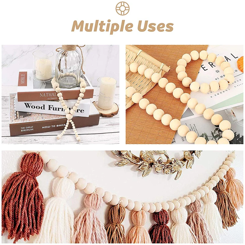 

2022 New Wooden Beads for Threading Natural Round Wooden Beads with Hole 3 Sizes (10 mm 8 mm 6 mm)