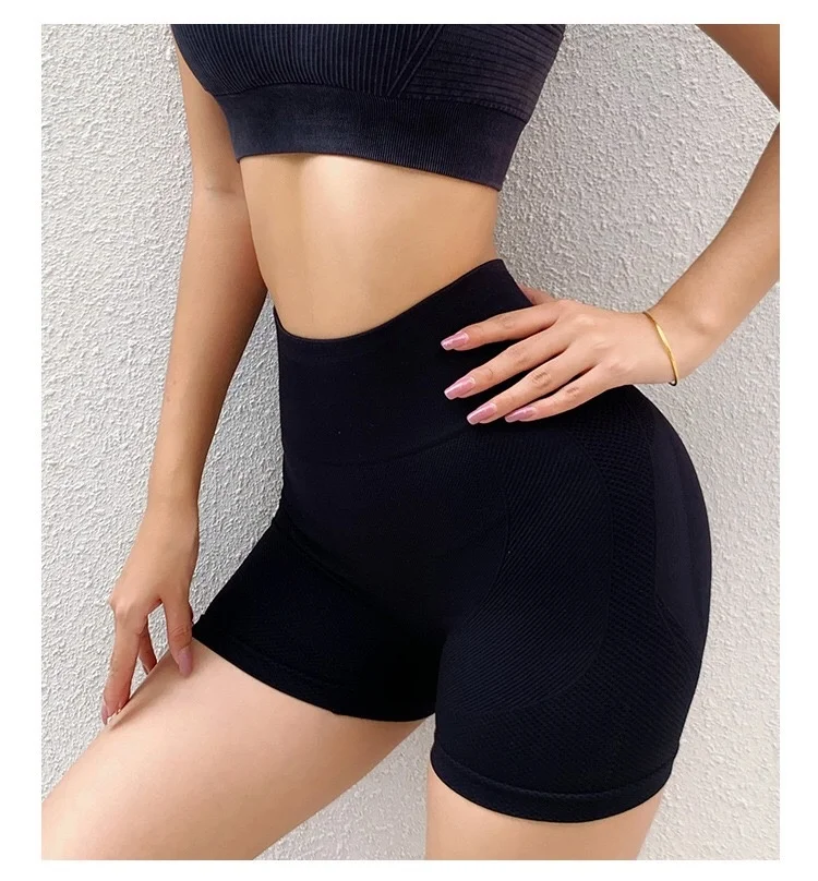 

Fitness Shorts Sports High Waist Belly Contracting Breathable Peach Hip Tight Anti-Exposure Quick-Drying Yoga Pants Shorts