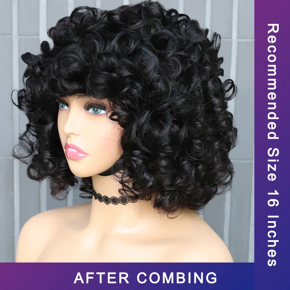 

Pixie Cut Wig Human Hair Wigs for Women Human Hair BOB Glueless Wig Afro Rose Curly Funmi Wigs with Bang Perruque Cheveux Humain