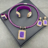 natural mineral crystal tooth set necklace fashion exquisite banquet dot diamond jewelry high end wedding jewelry set