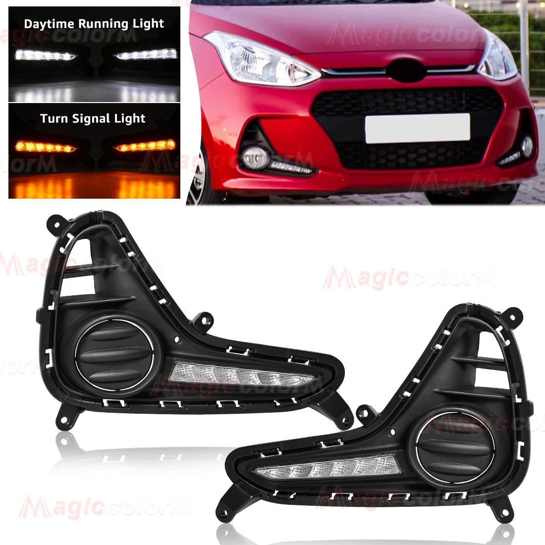 Для Hyundai Grand I10 2017 2018 2019 DRL дневные ходовые огни светодиодные противотуманные фары