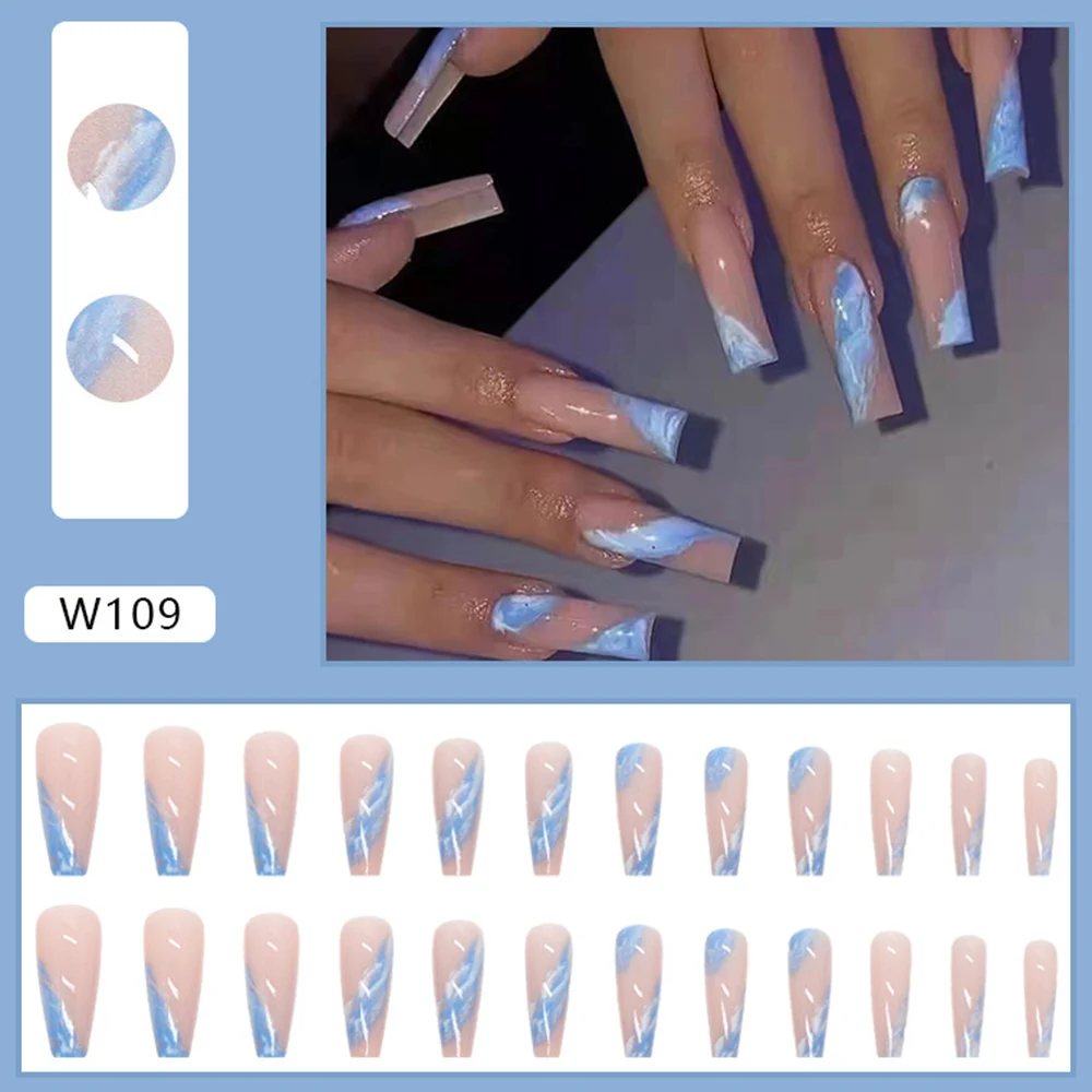 

24 шт., глянцевые накладные ногти для женщин и девочек