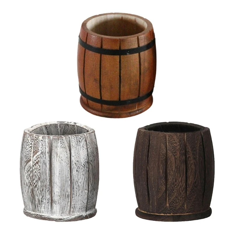 

2 Pieces Desk for Women Men Students Wooden Pencil Holder Pen Storage Box Makeup Brushes Container Pen Pot