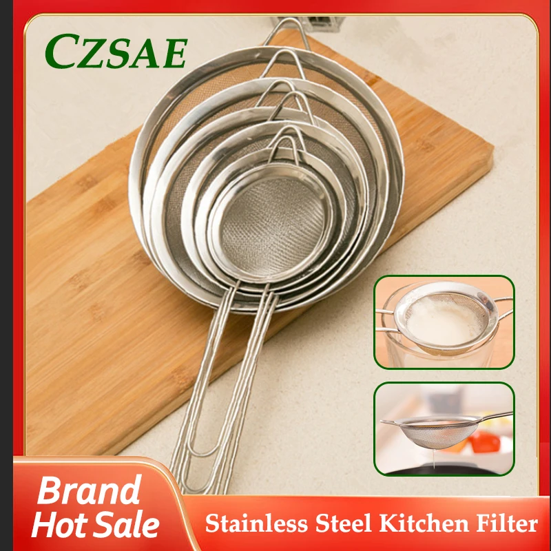 

1Pcs Kitchen Accessories Fine Mesh Stainless Steel Strainer Sieve Juice Egg Filter Colanders Coffee Tea Vegtables Filtering Food