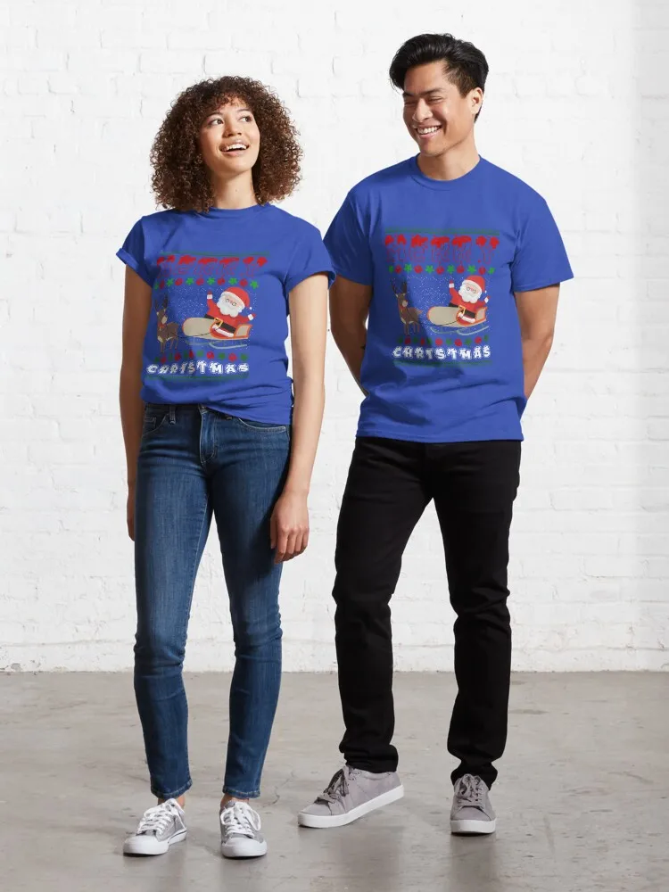 Футболка с изображением Санты и его оленя