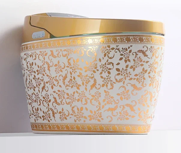 Встроенный Золотой умный туалет в европейском стиле полностью автоматический