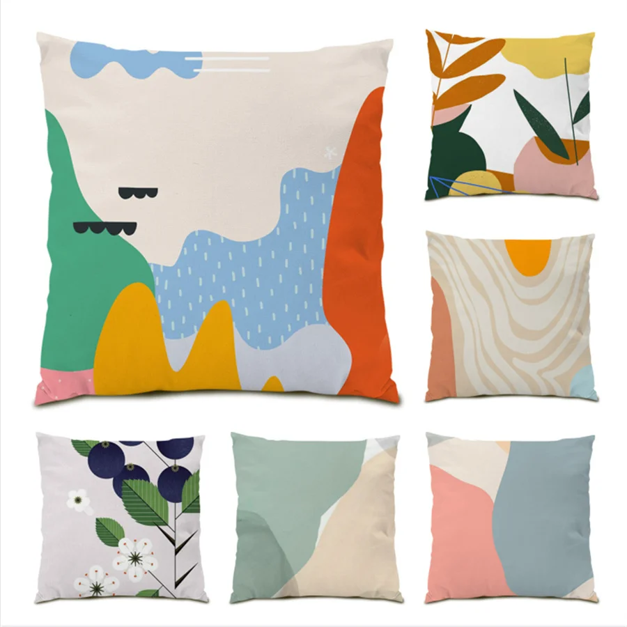 

Sofas for Living Room Textiles Decoration Home Decor Ultra Soft Velvet Color Block Pattern Decorative Cushion Pillow Cover E0385