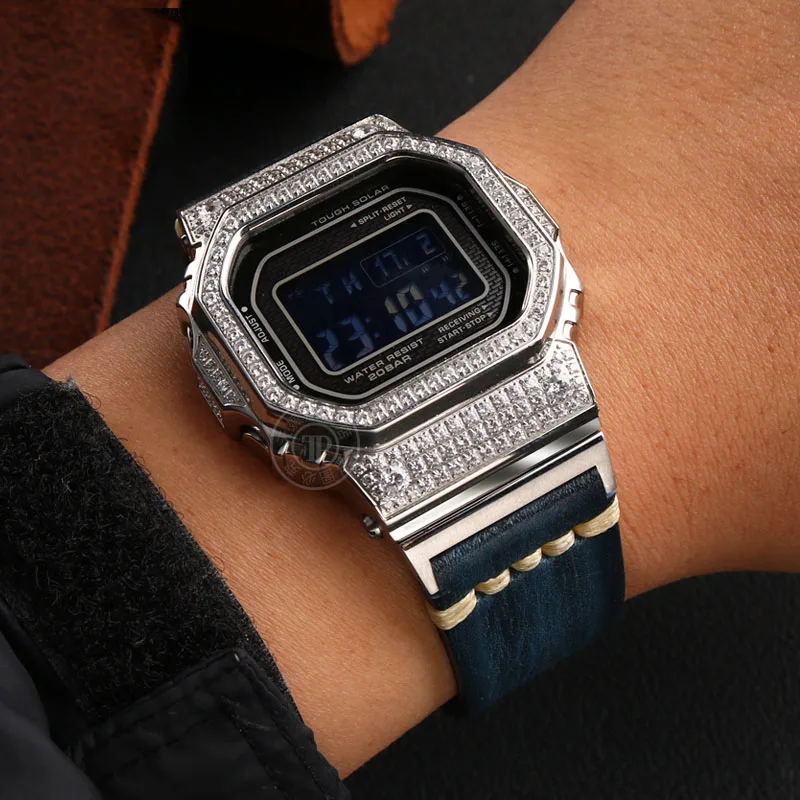 Ремешок кожаный в стиле ретро для casio g-shock черный сменный Браслет из воловьей кожи