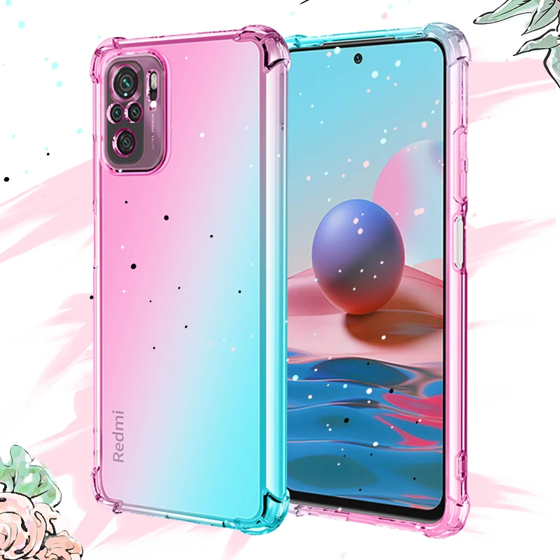 

Clear Cute Gradient Phone Case for Redmi Note 10 Pro Max 10 Lite 10S 10T Slim Anti Scratch Flexible TPU Shockproof Cover XIAOMI