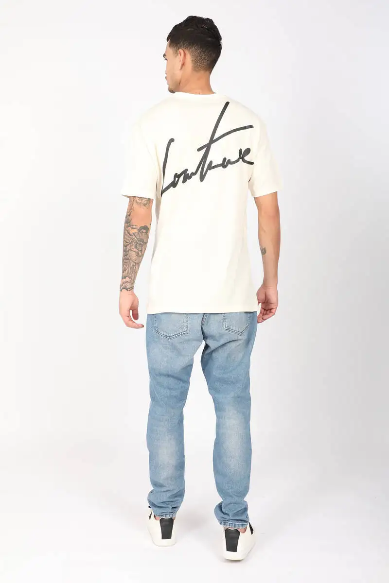 

Mens Patched Carrot Jeans Blue