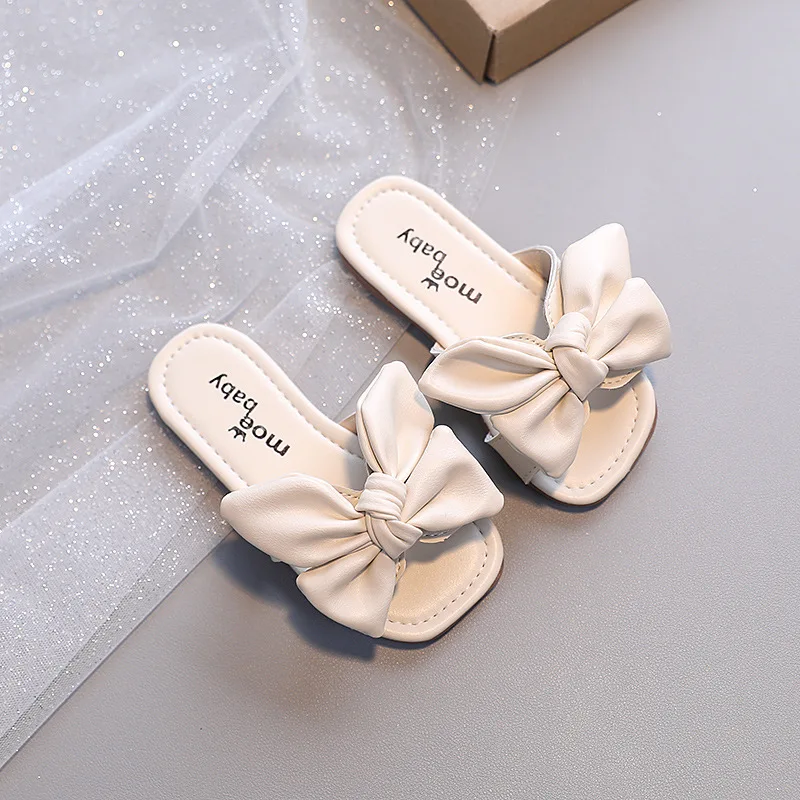 

Baby Girls Summer Beach Slippers Toddlers Kids Bowknot Nonslip House Slides Indoor Outdoor Shoes Fashion Children Beach Slippers