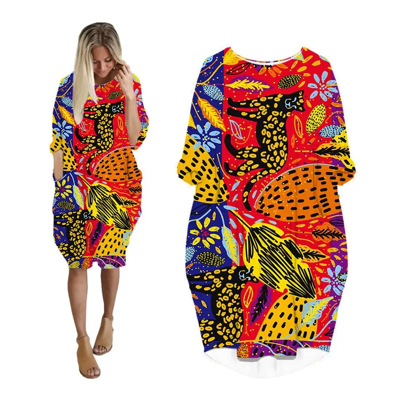 

Платье женское с леопардовым принтом, модная повседневная Уличная одежда с длинным рукавом, Одежда большого размера