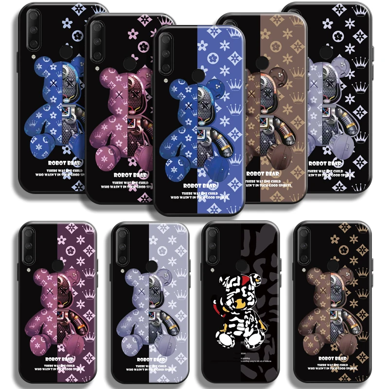 

Luxury Trend Fashion Bear For Huawei Honor 9X 8X 7X Pro Case For Honor 10X Lite Phone Case Back Carcasa Funda Black Soft