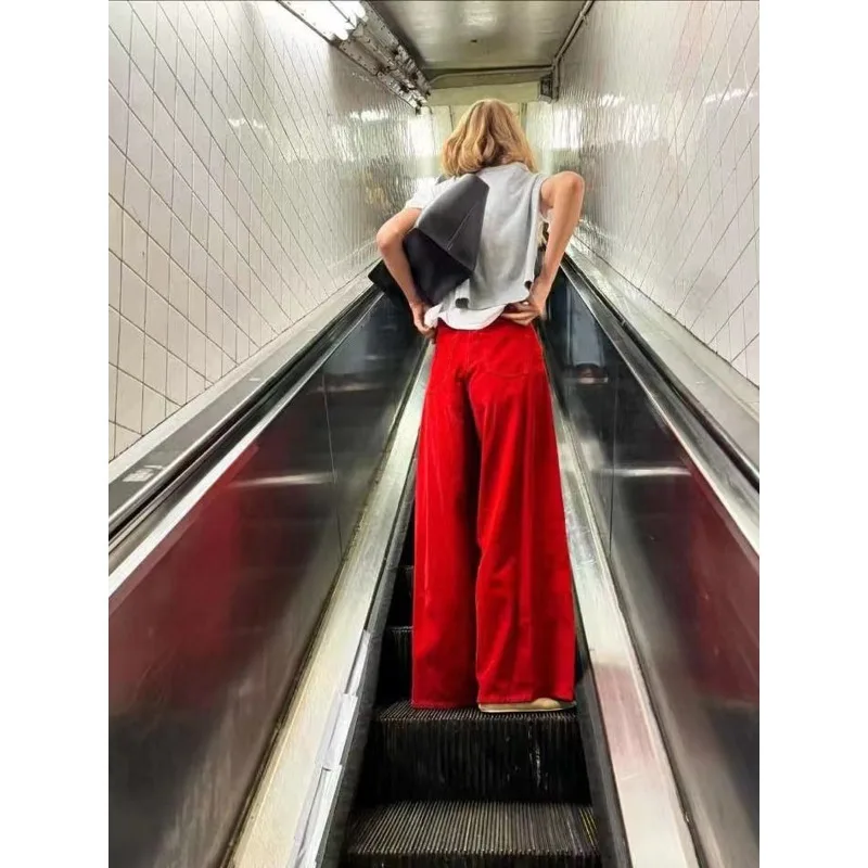 Женские вельветовые широкие брюки