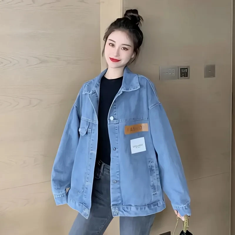 

Denim Jacket Women Spring Autumn 2023 New Loose Bf Style S-2XL Everything Goes Together Loose Fashion Temperament Jackets Female