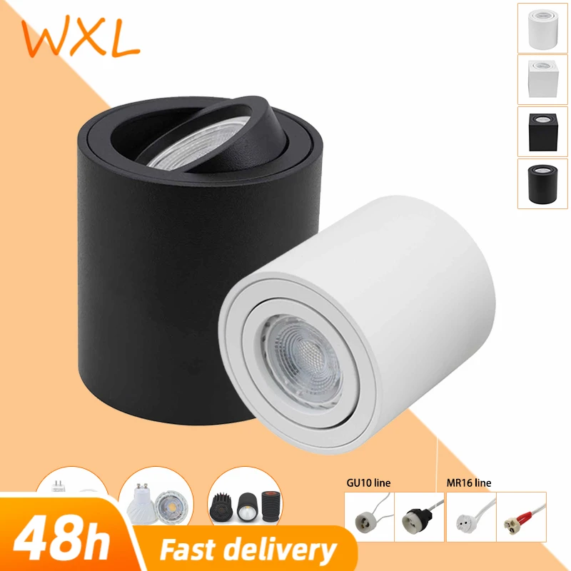 

LED Round Surface Mount Downlight 6W GU10 Fixture Cylinder Ceiling Down Spot Light Bedroom Lamp