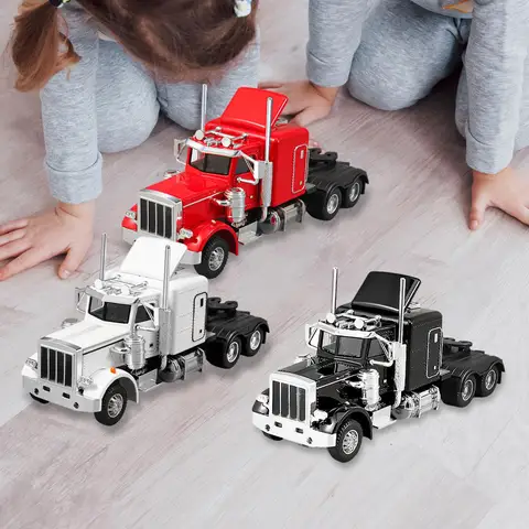 1:32 модель тяжелого грузовика из сплава, резиновые шины, обучающая литая под давлением модель грузовика, модель транспортного автомобиля для подарка на день рождения для мальчиков и детей