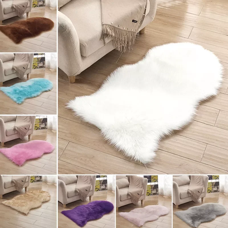 

NEW2023 Faux Fur Rug For Sofa Hairy Artificial Wool Sheepskin Parlor Room Decor Floor Mat Fluffy Soft Rest Area Blanket Pad