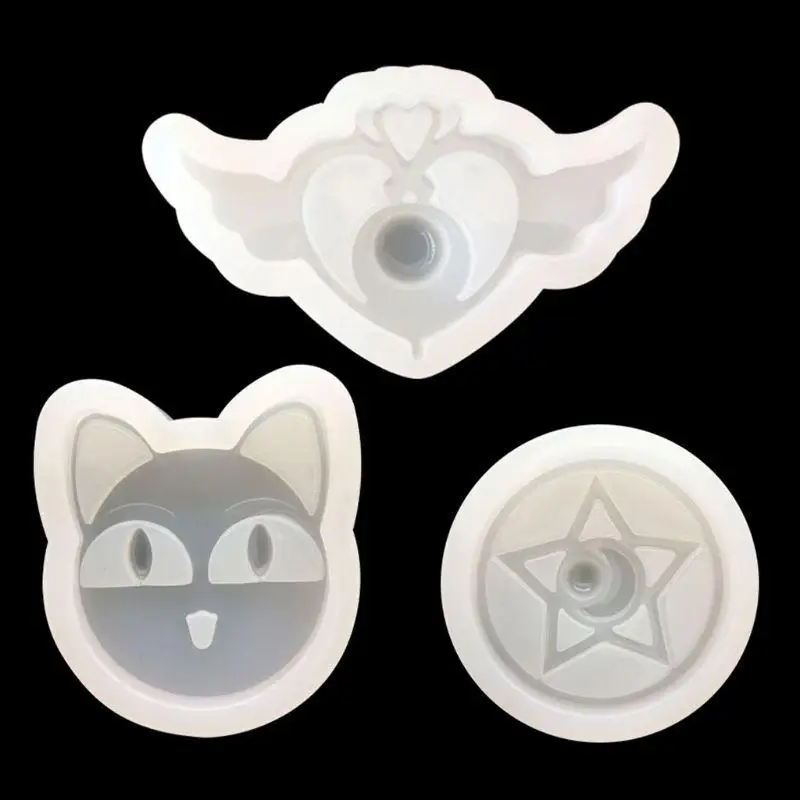 

3Pieces Pendant Resin Mold Animal Silicone Molds DIY Wall Art Decor Mold Heart Cat Star Hanging Pendant Mold Crafts