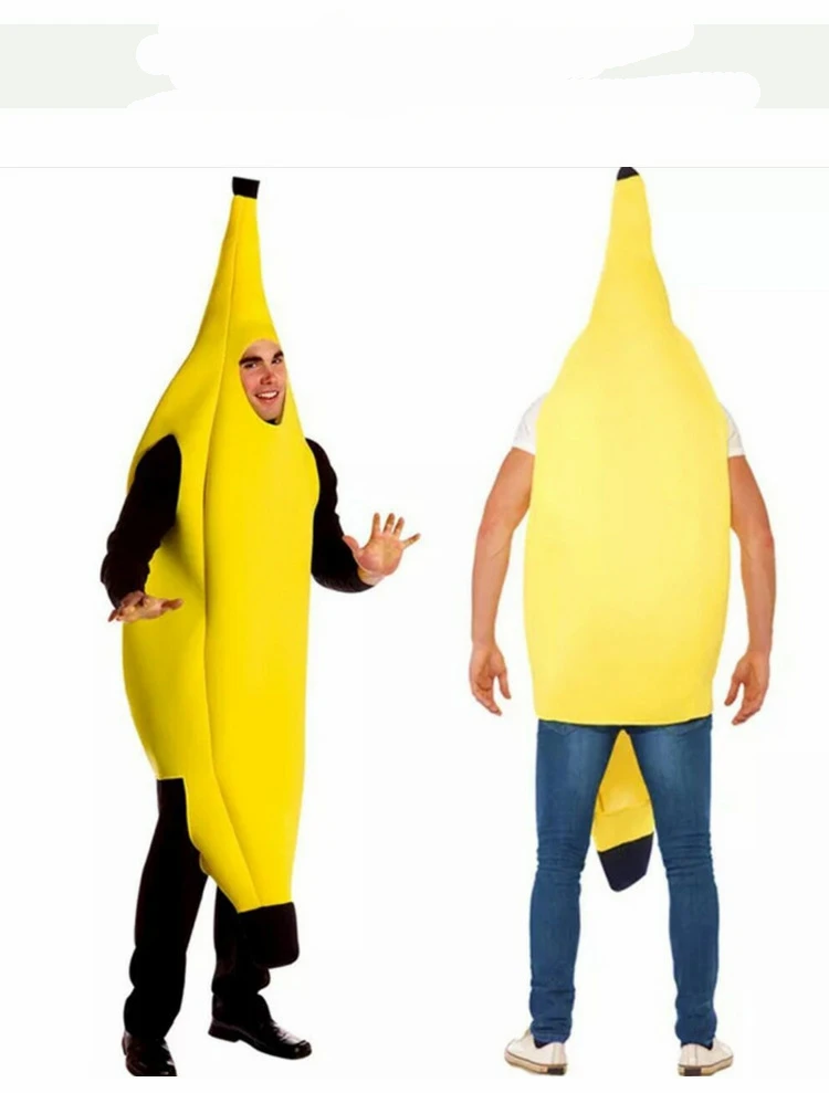Adult Unisex Funny Banana Costume Yellow Novelty Halloween Fruit Fancy Party Festival Dress Carnival Clothes New |