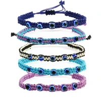 5 pcsset handmade lucky evil eye bracelet for women men charm turkish blue eye braided rope chain adjustable bracelet jewelry